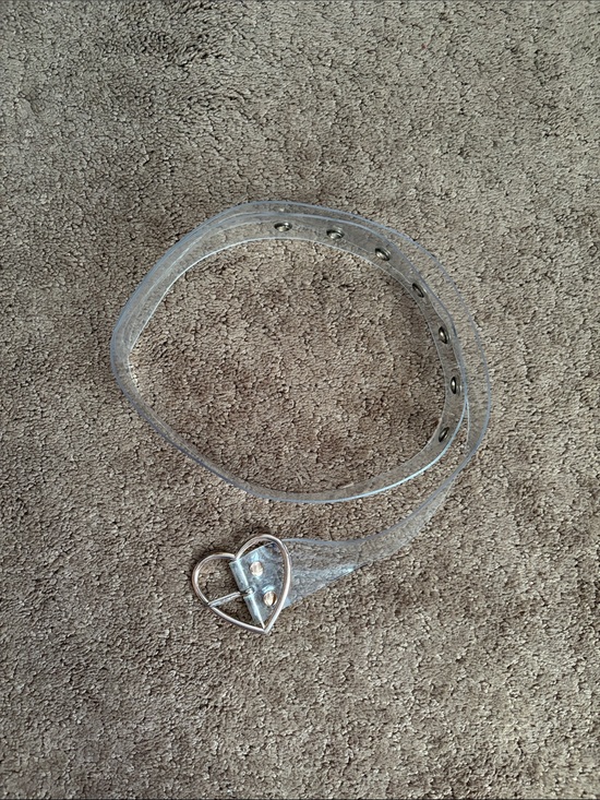 None Accessories - Clear Women's Belt with Heart-Shaped Gold Buckle